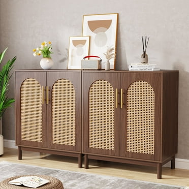 Tribesigns Sideboard Buffet Cabinet with Storage, 59 in. Accent Cabinet with Doors in Rattan, Storage Cabinet for Dining Room, Living Room