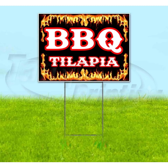 Bbq Tilapia (18" x 24") Yard Sign, Includes Metal Step Stake