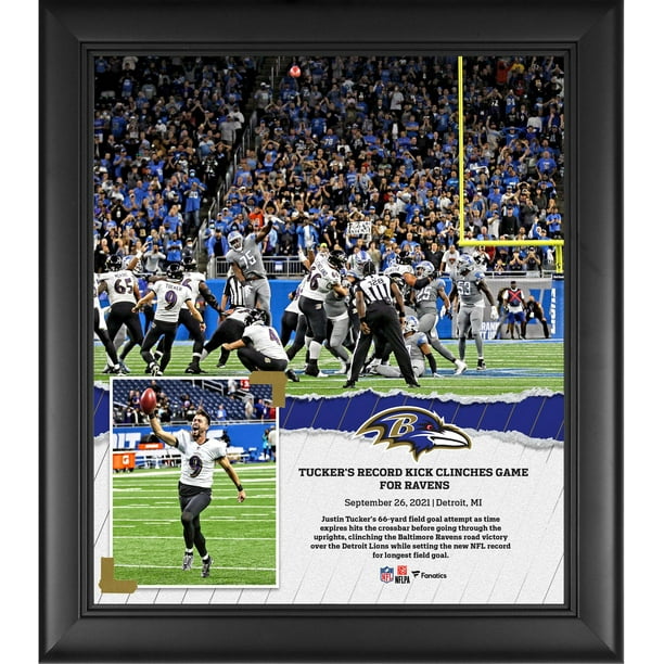 Justin Tucker Baltimore Ravens Framed 15" x 17" NFL Record 66-Yard