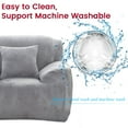 thumbnail image 6 of Eurhowing Stretch Velvet Sofa Slipcover for 1-Seater, Non-Slip Couch Cover with Pillowcase, Pet & Stain Resistant Furniture Protector for Living Room (Gray), 6 of 9
