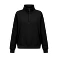 thumbnail image 6 of yardsong Women's Quarter Zip Sweatshirts Stand Collar Fleece Pullover Oversized Half Zip Tops with Pocket Long Sleeve Sweat Shirt Black,XL, 6 of 9