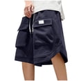 thumbnail image 2 of RYDCOT Men's Cargo Short-Reg Elastic Waist Outdoor Relaxed Fit and Big & Tall Sizes Jogger SweatShorts with 2 Flip Pockets Navy, 2 of 6