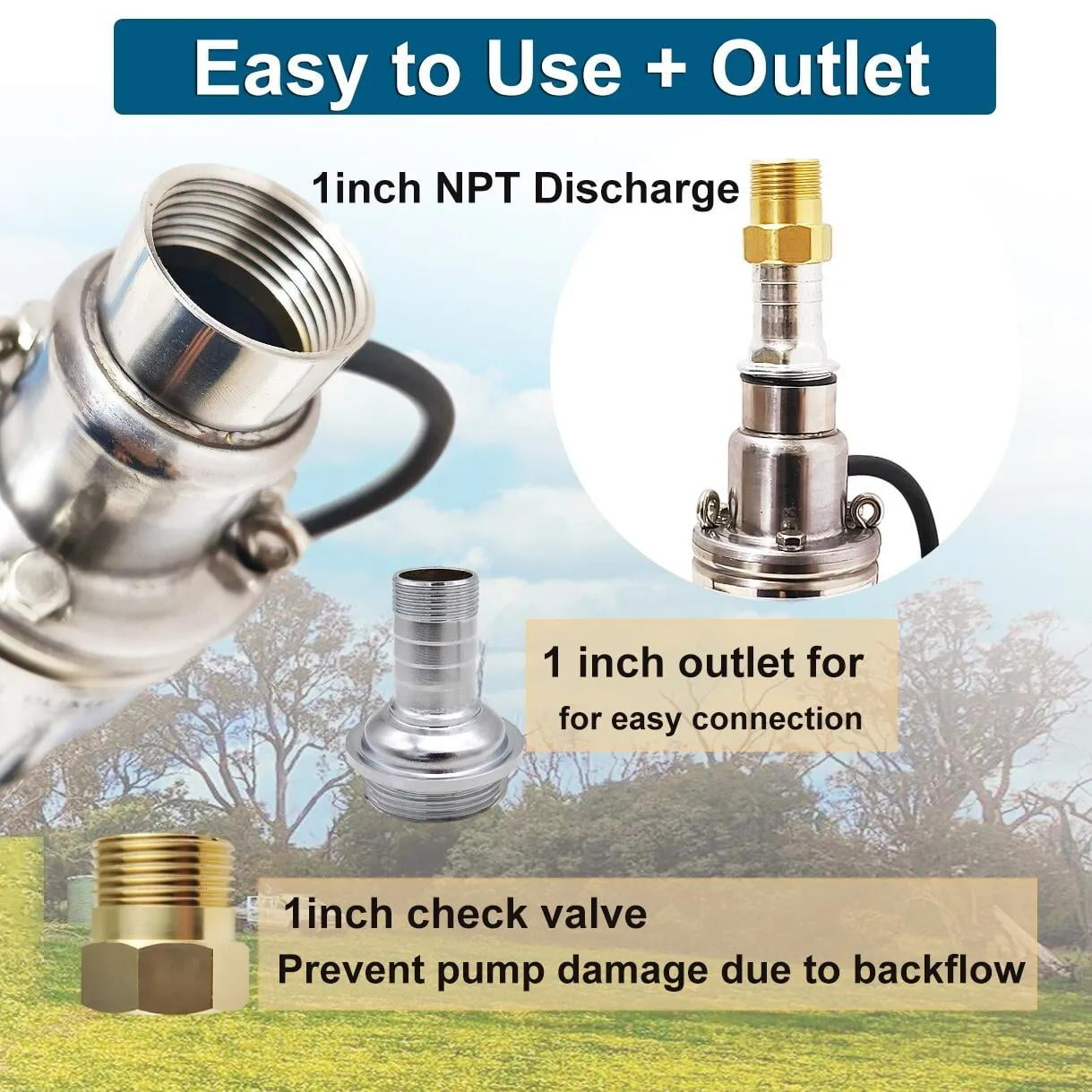 iMeshbean 1 HP 110V Submersible Water Pump, 4" Deep Well Submersible Pump, 328 ft Max Lift, 12 GPM