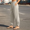 thumbnail image 6 of LIaqionyy Women Pants Casual Flowy Pant Elastic Waist Jogger Vacation Beach Lightweight Lounge Trousers with Pockets, 6 of 7