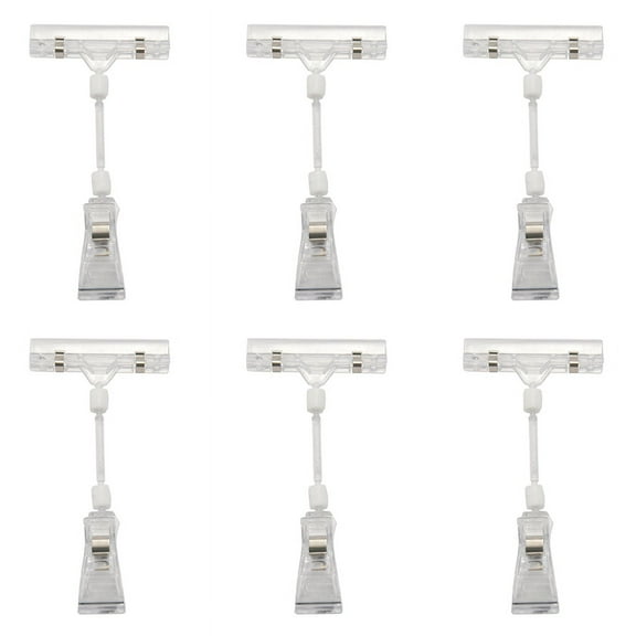 6X 6.5 Inch Height Transparent Plastic Double Clips Adjustable Sign Card Display Holder