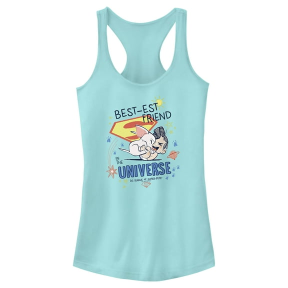 Junior's DC League of Super-Pets Cartoon Best-est Friend in the Universe Racerback Tank Top Cancun X Small