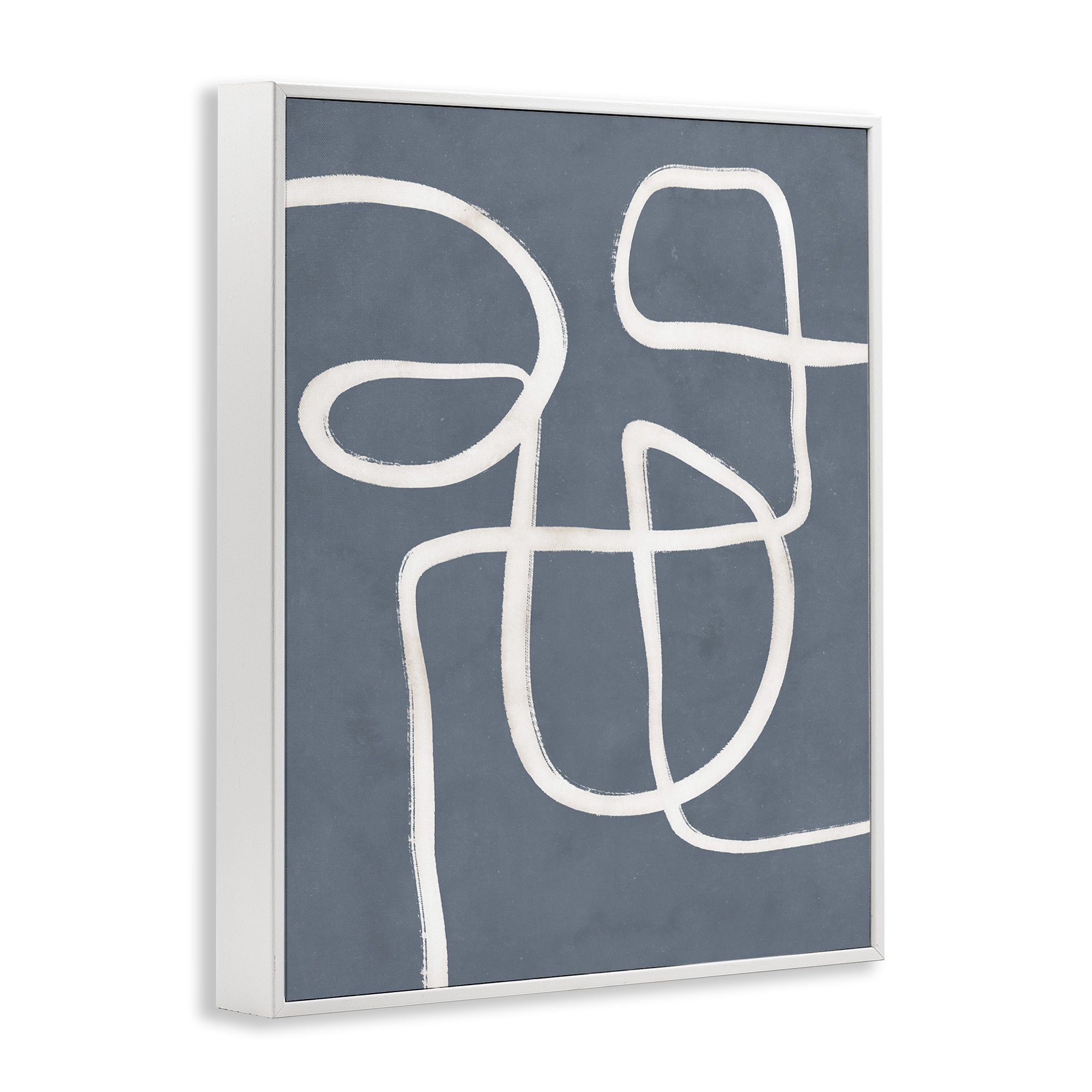 Stupell Industries Freeflow Line on Blue Abstract Painting White Framed Art Print Wall Art, 24 x 30