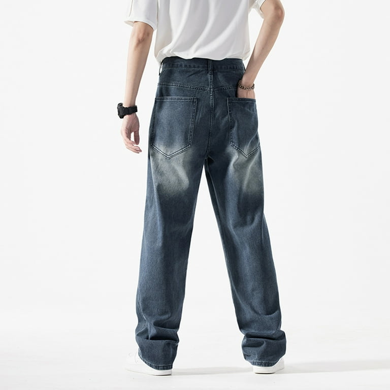 Ruiatoo Men's Baggy Denim Jeans Loose Fit Ripped Distressed Jean