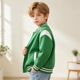 thumbnail image 5 of Grblisyd Kids Baseball Jackets Boys Girls Jacket Casual Lightweight Fit Varsity Button Long Sleeve School Coat with Pocket, 5 of 6