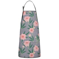 Pioneer Flower Floral Print Pattern Apron-Garden Aprons for Women with Pockets-Cotton Linen Waterproof Kitchen Cooking Gardening Aprons Adjustable for Kitchen,Cooking,BBQ and Salon 33x27 Inch