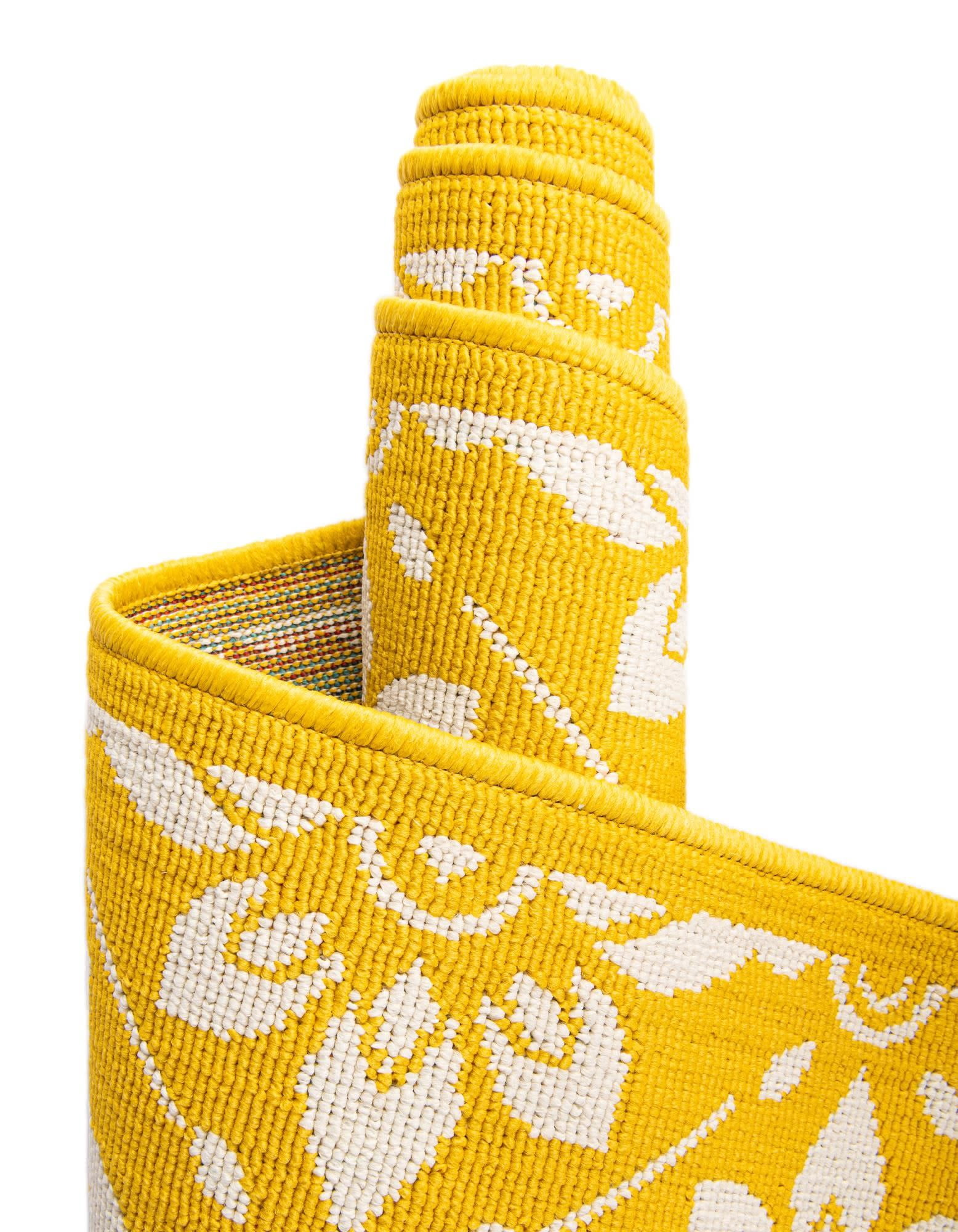 Unique Loom Outdoor Trellis Collection Area Rug - Tiles (5' 1" x 8' Rectangle Yellow/Ivory)