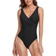 thumbnail image 2 of Jusfitsu Womens Athletic One Piece Swimsuits Tummy Control Bathing Suit V Neck Push Up Swimwear for Women Plus Size, 2 of 7