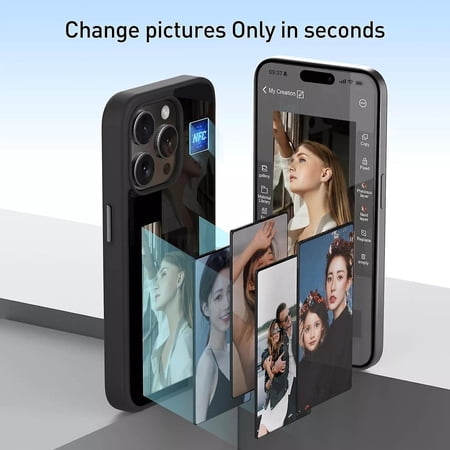 Smart NFC Eink Screen Mobile Phone Cover DIY For iphone 13 14 15 Pro Max Case