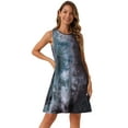 thumbnail image 5 of DARING DIVA Tie Dye Tank Dress Sleeveless Pockets Dress M Green Purple, 5 of 8
