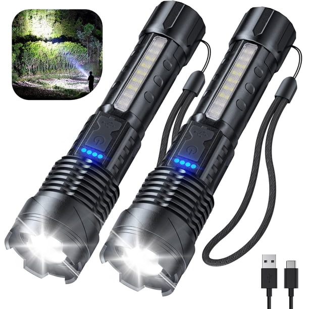 Linterna Cinlinso de alta luminosidad recargable, 990000LM, paquete de 2