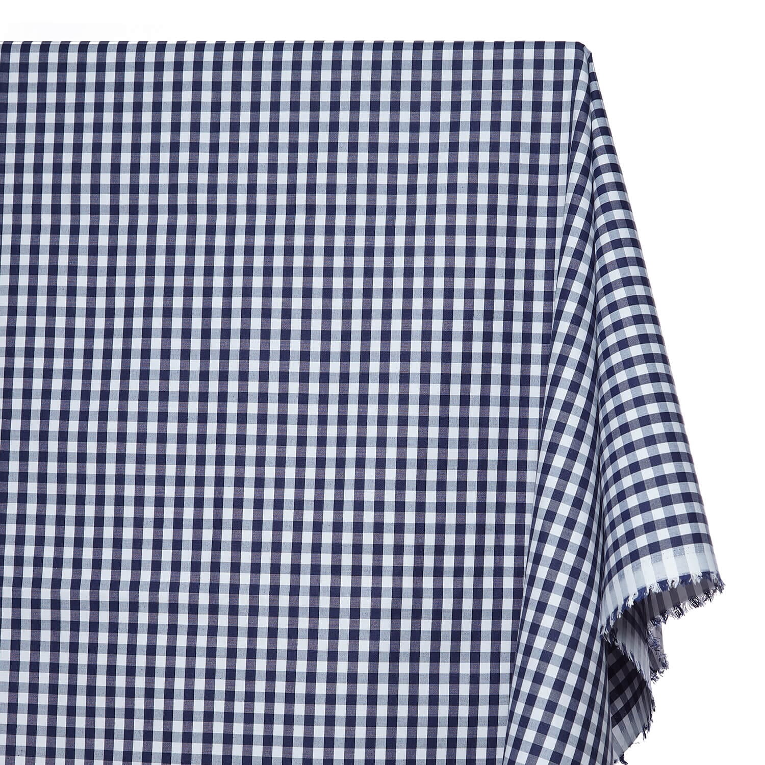7 mm Gingham Checkered Lightweight Plaid Polyester Cotton Poplin Fabric By The Yard - For Sewing Apparel, Accessories, & Décor - Navy Blue (1 Yard)