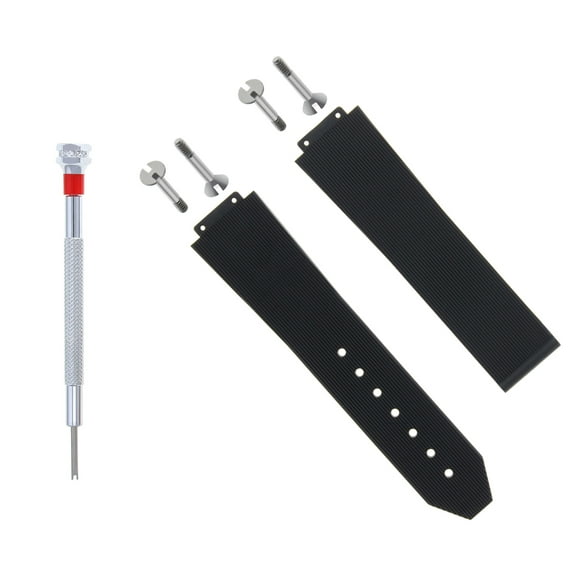 21MM RUBBER WATCH BAND STRAP FOR HUBLOT WATCH   4 H SCREW DEPLOYMENT CLASP BLACK