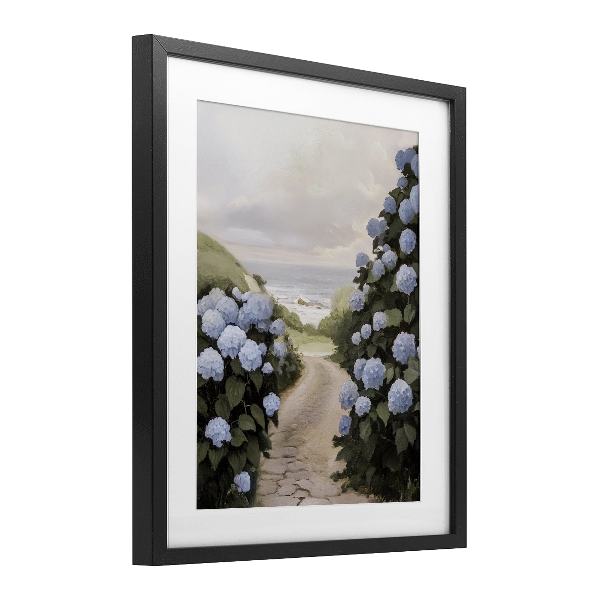 Stupell Industries Coastal Hydrangea Pathway Black Framed Print Under Glass, design by Sisi and Seb