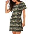 thumbnail image 2 of Balery Largemouth Bass Fish Camisón de manga corta con cuello redondo para mujer, cómodo y elegante., 2 of 6