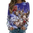 thumbnail image 1 of Chandail en Molleton de Noël pour Femmes Col Rond Pull Chaud Manches Longues Cardigan de Vacances Imprimé Mode Pull Mi-Long, 1 of 4