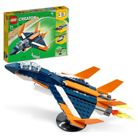 UPC: 0673419352055 | LEGO Creator 3 in 1 Supersonic Jet Plane Toy Set  Transforms from Plane to Helicopter to Speed Boat Toy  Buildable Vehicle Models for Kids  Boys and Girls 7 Plus Years Old  31126