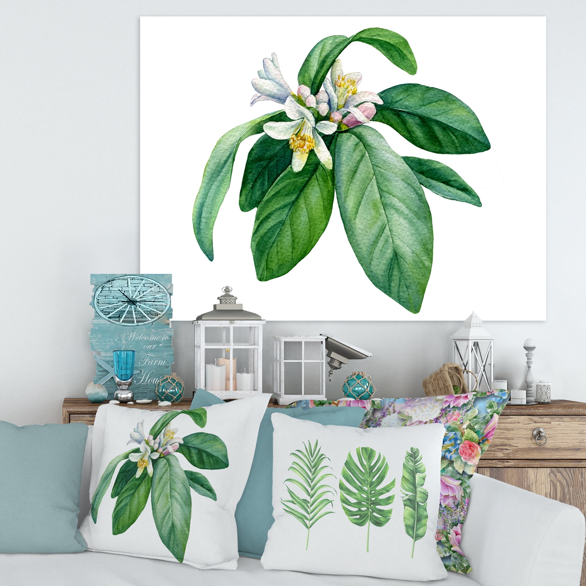Designart ' Flowering Mandarin With Branch ' Traditional Canvas Wall Art Print