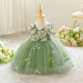 thumbnail image 6 of FINALGANG Girls Kids Floral Embroidered Tulle Dress Sleeveless V Neck 3D Flower Decor Flared Skirt Princess Party Dress For Daily Wear Green 3-6 Months, 6 of 6