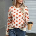 thumbnail image 2 of Wiyuqeen Fall Sweaters for Women Long Sleeve Maple Leaf Print Knit Pullover Crew Neck Warm Fall Sweaters Lightweight Going Out Sweaters, 2 of 8