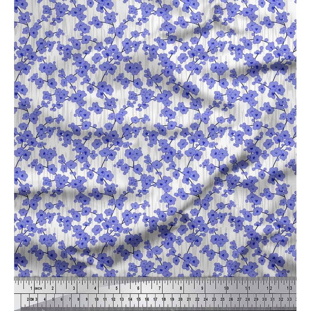 Soimoi polyester Crepe Fabric Artistic Floral Print Sewing Fabric Yard 52 Inch Wide