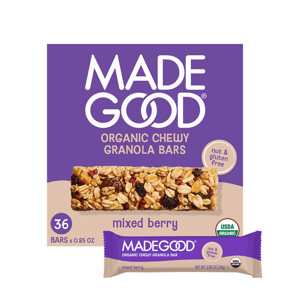 MadeGood Mixed Berry Granola Bars, 36 Healthy Snack Bars, 0.85 oz Each