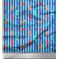thumbnail image 1 of Soimoi Blue polyester Crepe Fabric Heart Stripe Print Fabric by the Yard 42 Inch Wide, 1 of 3
