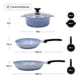 thumbnail image 2 of Batería De Cocina Blue Sky Con Recubrimiento Antiadherente De Cerámica Y Diseño Marmoleado Color Azul 4 piezas- Queen Sense, 2 of 7