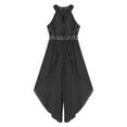 thumbnail image 3 of YUUMIN Kids Girls Shiny Beaded Halter Wedding Party Floral Lace Jumpsuit Chiffon Sleeveless Romper Black 16, 3 of 6