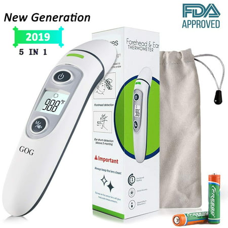 Medical Digital Ear Forehead Temporal Thermometer FDA Approved For Baby Kids Infant Adult; 5 in 1 Upgraded Tympanic Fever Scan Lens Non Contact Better Accuracy Instant Accurate Easy Reading