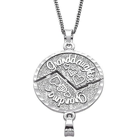 "Grandma/Granddaughter" Breakable Sterling Silver Disc Pendant, 18"
