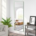 thumbnail image 2 of 64in. x 21in. Modern Aluminum Alloy Thin Grass Green Framed Full Length Floor Mirror With Standing, 2 of 5