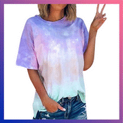 Black Friday Deals 2021 ! MELDVDIB Women Summer Tie Dye T-Shirt, Short Sleeve Round Neck Casual Loose T-Shirt Top, Gift on Clearance