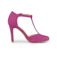 thumbnail image 3 of BLISSFUL STEP Chaussures pour Femmes Bout Rond Talon Aiguille Sandales à Bride en T Rose Vif 9, 3 of 7