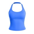 thumbnail image 4 of xfsWaSs Halter Crop Tank Tops for Women Open Back Padded Sports Workout Tops with Built In Bra Summer Yoga Athletic Shirts Gym Crop Tops, 4 of 4