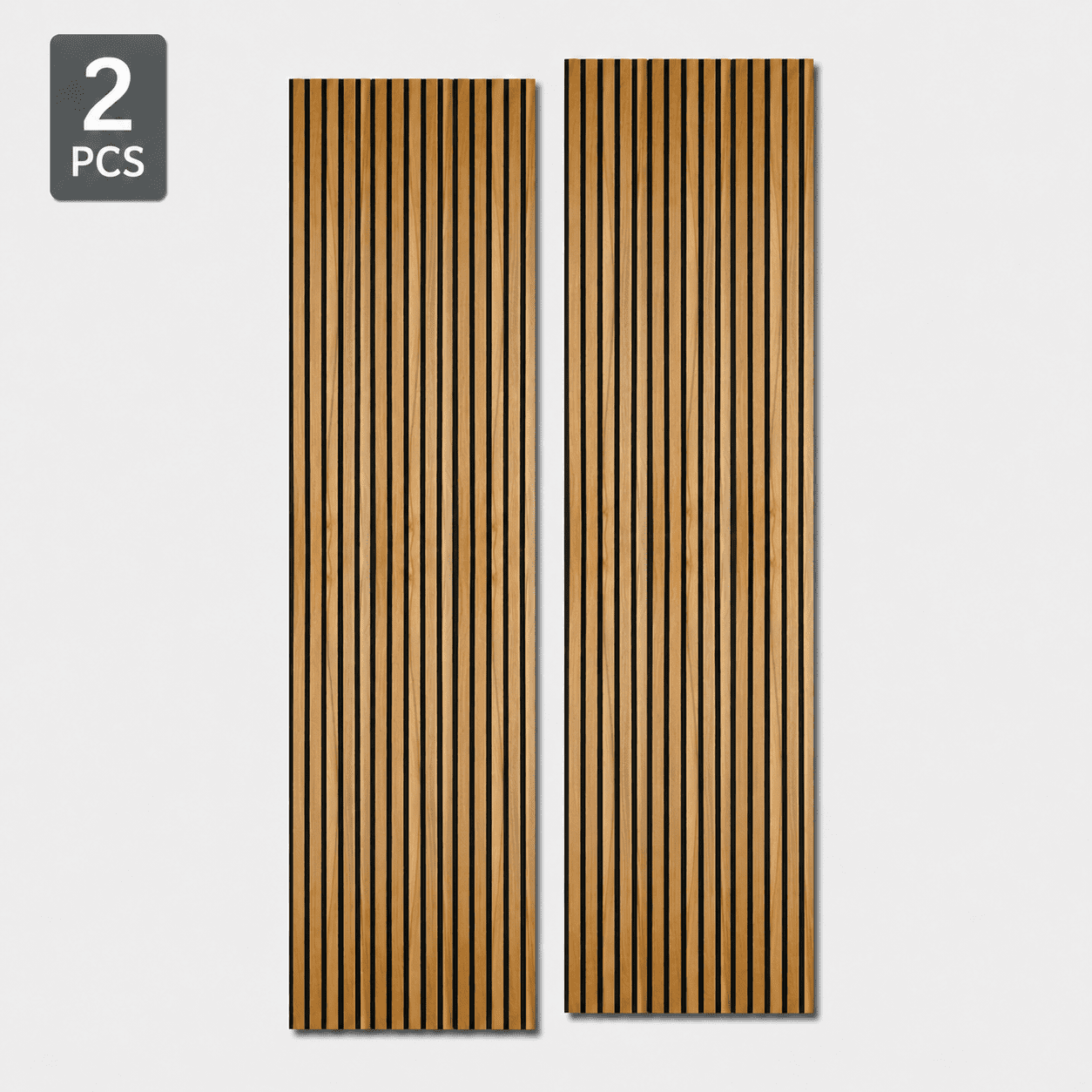 Yeslife 2 pcs Wood Slat Acoustic Wall Panels, 95.7 in x 24 in, Teak MDF, 3D Decorative Sound-Absorbing Panels for Interior Walls, 31.65 sq ft