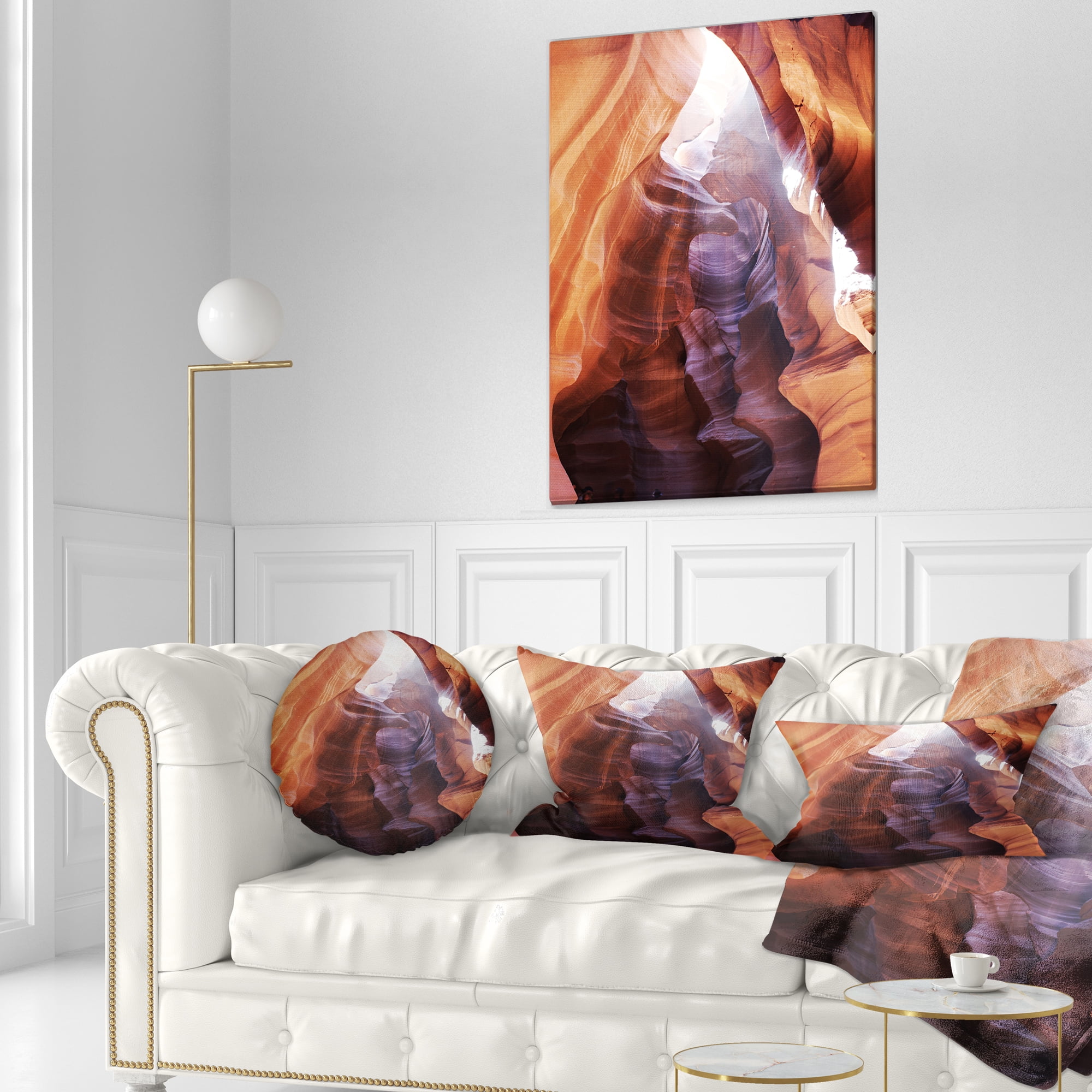 Designart Canyon Antelope with Purple Sunlight - Modern Landscape Printed Throw Pillow - 12x20