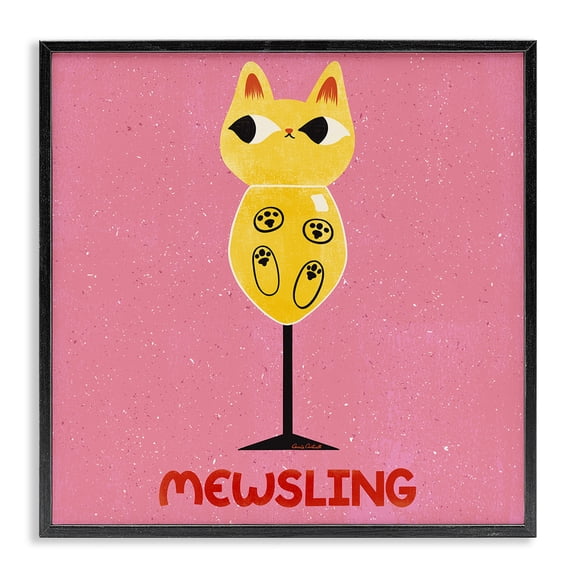 Stupell Industries Mewsling Cat Wine Animals Painting Black Framed Art Print Wall Art, 12 x 12