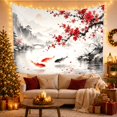 thumbnail image 3 of Red Koi Fish in Misty Mountains with Cherry Blossoms, Serene Japanese Inspired for Zen Art Lovers, Peaceful Nature Wall Decor, Housewarming Gift Tapestry Wall Hanging for Bedroom and Living Room, 3 of 7