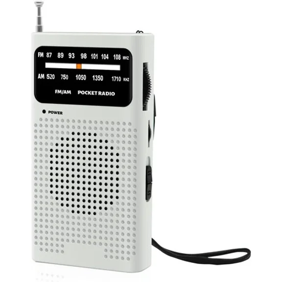 RHEA- Benss Small Radios Portable Am Fm, Transistor Radios 2Aa Battery White