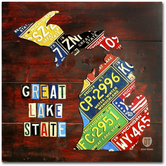 Trademark Fine Art "Michigan License Plate Map" Canvas Art by Design Turnpike