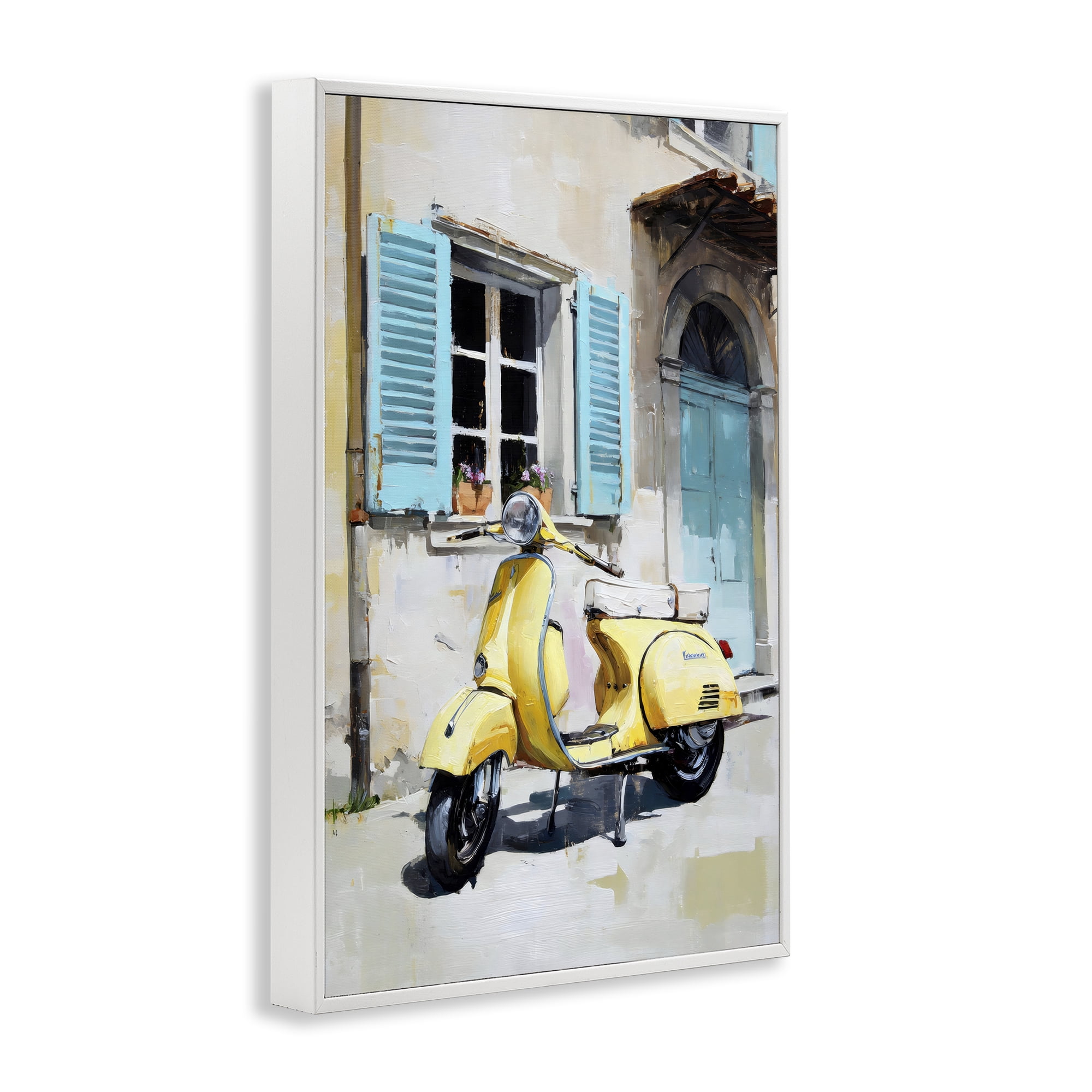 Stupell Industries Sunny Day Scooter Ride White Framed Giclee Art, design by Petal Prints Design