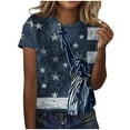 thumbnail image 2 of Qetyuw Women's Independence Day Shirts Funny Patriotic USA Flag Pattern Tshirts Tunic Short Sleeve Tees Trendy Round Neck Blouses Tops Work Blouses for Women, 2 of 4