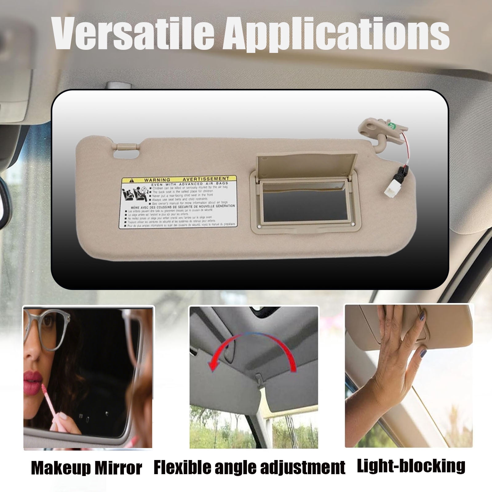 Dasbecan Beige Left Driver Side Sun Visor Compatible with Hyundai Sonata 2006-2008 Replaces# 852013K010QD