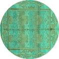 thumbnail image 1 of Ahgly Company Indoor Round Oriental Turquoise Blue Traditional Area Rugs, 8' Round, 1 of 4