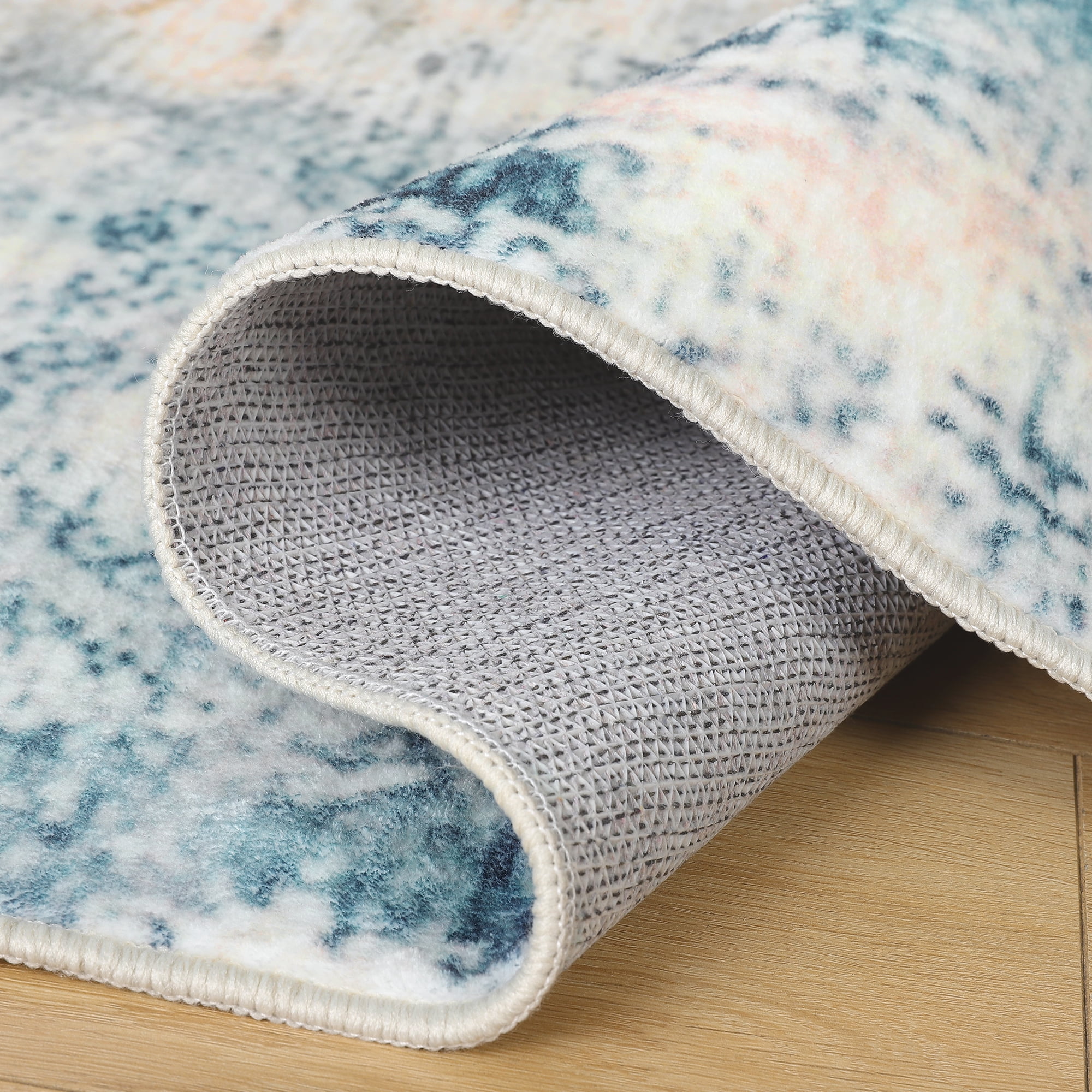 Cydiria Modern Abstract Fuzzy Faux Wool Area Rug,9' x 12', Blue